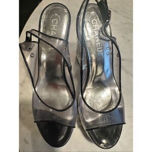 Chanel Vintage Interlocking CC Logo Slingback Pumps, Size 39.5 (9.5)